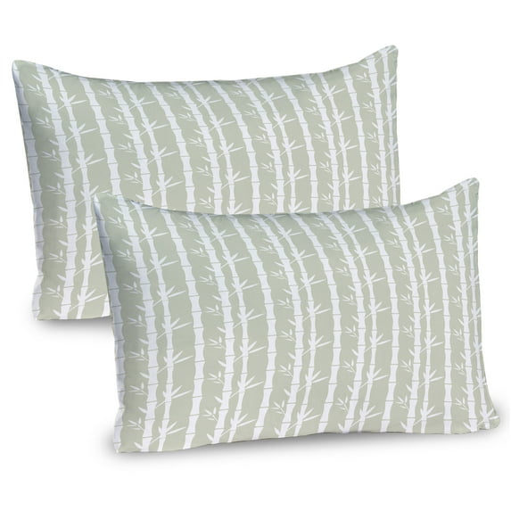 Ambesonne Tropical Pillow Sham 2 Pack, Tree Branches Silhouettes, 26"x20", Eggshell White