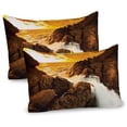 thumbnail image 1 of Ambesonne Tropical Pillow Sham 2 Pack, Wild Sunset and Waves, 30"x20", Orange Grey, 1 of 1