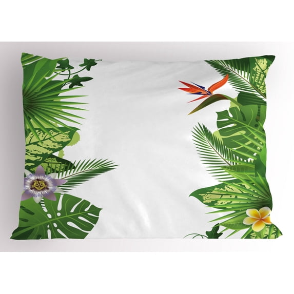 Ambesonne Tropical Pillow Sham, Growth Rainforest, 26" X 20", Multicolor