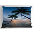 thumbnail image 1 of Ambesonne Tropical Pillow Sham, Sunset Beach Thailand, 26" X 20", Blue Black Pale Pink, 1 of 2