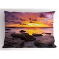 thumbnail image 1 of Ambesonne Tropical Pillow Sham, Sunset Idyllic Beach, 26" X 20", Mauve Salmon Lilac, 1 of 2