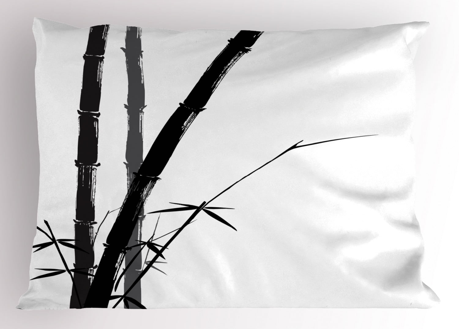King Size Black and White Bamboo Polyester Pillow Sham
