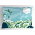 thumbnail image 1 of Ambesonne Tropical Pillow Sham, Wavy Sea Palm Trees, 26" X 20", Multicolor, 1 of 2