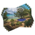 thumbnail image 1 of Ambesonne Tropical Place Mats Set of 4, Exotic Beach Summer, Standard Size, Green Blue Pale Brown, 1 of 6