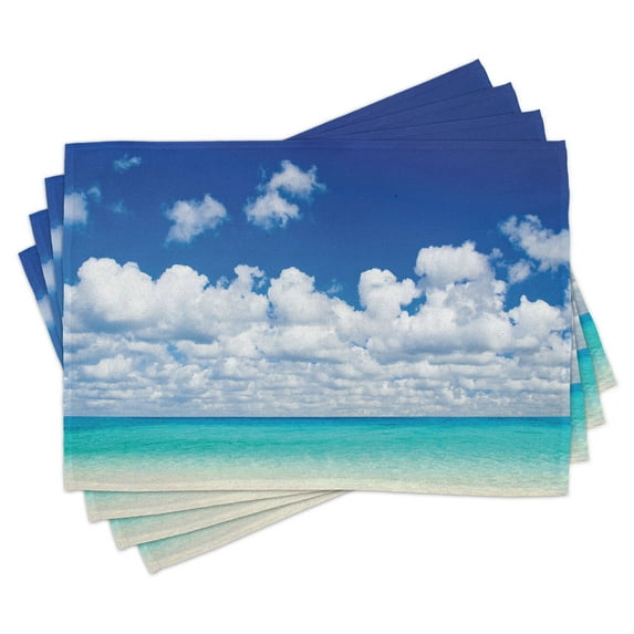 Ambesonne Tropical Place Mats Set of 4, Hawaiian Exotic Sky, Standard Size, Turquoise White
