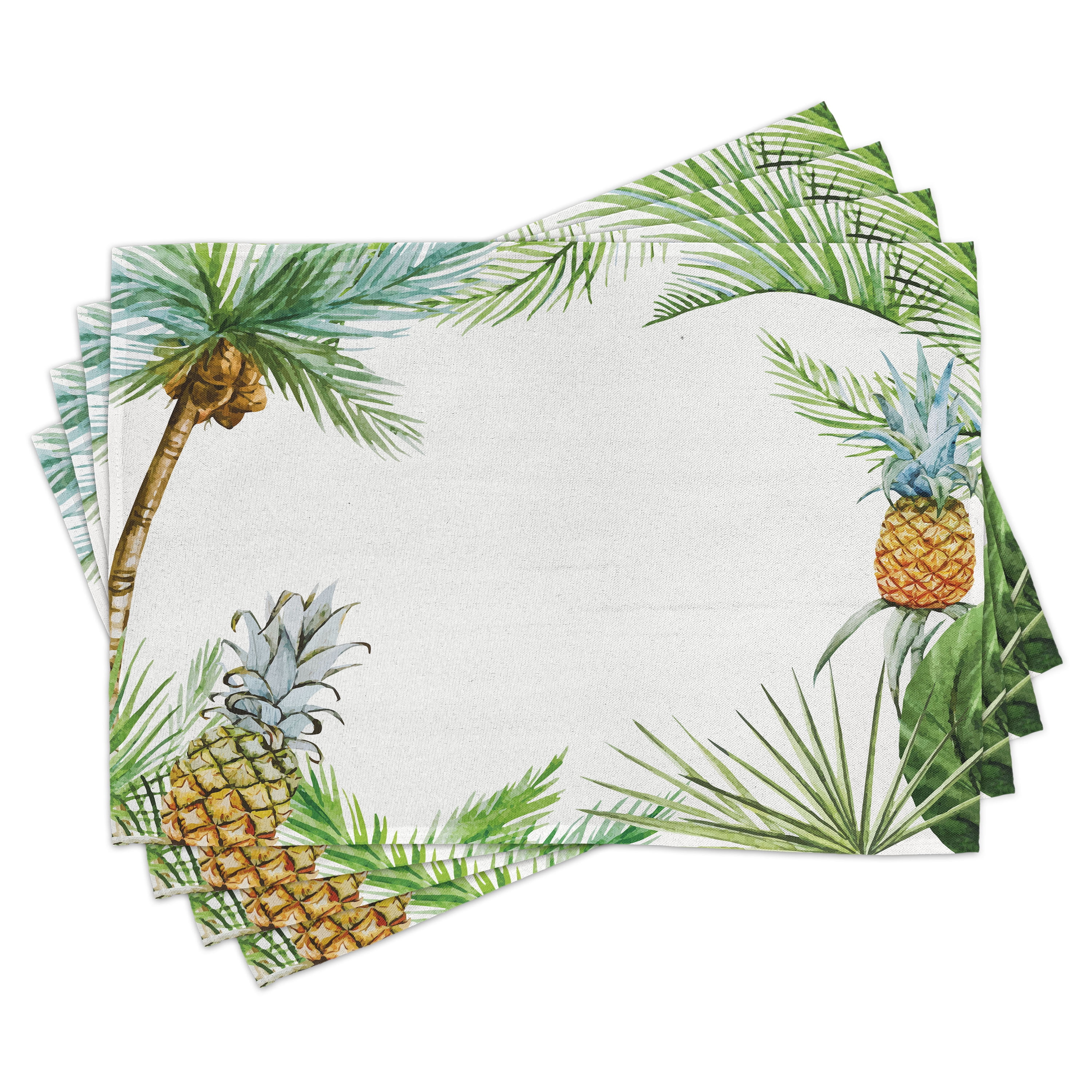 Ambesonne Tropical Place Mats Set of 8, Frame Style Palm Trees
