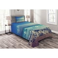 thumbnail image 1 of Ambesonne Tropical Quilted Bedspread Set 2 Pcs, Beach Sunset Waves, Twin Size, Cream Turquoise, 1 of 4