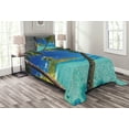 thumbnail image 1 of Ambesonne Tropical Quilted Bedspread Set 2 Pcs, Palm Trees Sea Beach, Twin Size, Turquoise Blue, 1 of 3