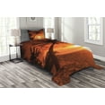 thumbnail image 1 of Ambesonne Tropical Quilted Bedspread Set 2 Pcs, Twilight Coconut Palms, Twin Size, Coral Orange Brown, 1 of 3