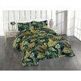 thumbnail image 1 of Ambesonne Tropical Quilted Bedspread Set 3 Pcs, Art Exotic Monstera Leaves, King, Dark Teal Olive Green, 1 of 4