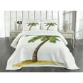 thumbnail image 1 of Ambesonne Tropical Quilted Bedspread Set 3 Pcs, Cartoon Palm Trees, Queen Size, Green Brown, 1 of 3