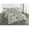 thumbnail image 1 of Ambesonne Tropical Quilted Bedspread Set 3 Pcs, Exotic Foliage Vintage Art, Twin, Sage Green and Grey Yellow, 1 of 4