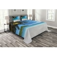 thumbnail image 1 of Ambesonne Tropical Quilted Bedspread Set 3 Pcs, Exotic Island Beach, King Size, Blue White Green, 1 of 3