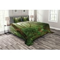 thumbnail image 1 of Ambesonne Tropical Quilted Bedspread Set 3 Pcs, Exotic Jungle Forest, King Size, Green Brown, 1 of 3