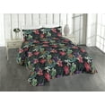 thumbnail image 1 of Ambesonne Tropical Quilted Bedspread Set 3 Pcs, Exotic Watercolor Flowers, Twin, Pale Fuchsia Sea Green, 1 of 4