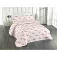 thumbnail image 1 of Ambesonne Tropical Quilted Bedspread Set 3 Pcs, Flamingo Drawing Tropical, Twin, Pale Pink and Eggshell, 1 of 4