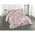 thumbnail image 1 of Ambesonne Tropical Quilted Bedspread Set 3 Pcs, Flora Art Exotic Foliage, Twin, Dark Coral Fawn and Sepia, 1 of 4