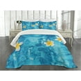 thumbnail image 1 of Ambesonne Tropical Quilted Bedspread Set 3 Pcs, Frangipani Flower Aqua, Queen Size, Aqua Yellow White, 1 of 5