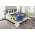 thumbnail image 1 of Ambesonne Tropical Quilted Bedspread Set 3 Pcs, Hibiscus Exotic Art Print, King Size, Violet Blue Mustard, 1 of 3