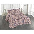 thumbnail image 1 of Ambesonne Tropical Quilted Bedspread Set 3 Pcs, Japan Vibe Leaf Romance, King, Dark Indigo Coral Pink, 1 of 4