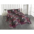 thumbnail image 1 of Ambesonne Tropical Quilted Bedspread Set 3 Pcs, Jungle Leaves Exotic Print, King, Dark Fuchsia and Dark Grey, 1 of 4