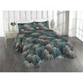thumbnail image 1 of Ambesonne Tropical Quilted Bedspread Set 3 Pcs, Line Exotic Leaves Boho, Twin, Turquoise Charcoal Grey, 1 of 4