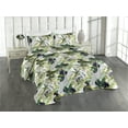 thumbnail image 1 of Ambesonne Tropical Quilted Bedspread Set 3 Pcs, Modern Leafy Abstract Boho, King, Fern Green Sage Green, 1 of 4