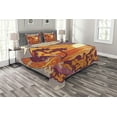 thumbnail image 1 of Ambesonne Tropical Quilted Bedspread Set 3 Pcs, Retro Exotic Summer, Queen Size, Orange Maroon Bluegrey, 1 of 3