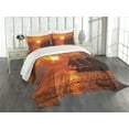 thumbnail image 1 of Ambesonne Tropical Quilted Bedspread Set 3 Pcs, Sunset in Key Florida, King Size, Orange Dark Orange, 1 of 5