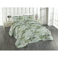 thumbnail image 1 of Ambesonne Tropical Quilted Bedspread Set 3 Pcs, Vintage Jungle Foliage Art, Twin, Olive Green and Pale Seafoam, 1 of 4