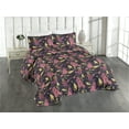 thumbnail image 1 of Ambesonne Tropical Quilted Bedspread Set 3 Pcs, Watercolor Grevillea Art, Twin, Dried Rose and Earth Yellow, 1 of 4