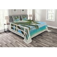 thumbnail image 1 of Ambesonne Tropical Quilted Bedspread Set 3 Pcs, Window to the Exotic Beach, Queen Size, Multicolor, 1 of 3