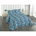 thumbnail image 1 of Ambesonne Tropical Quilted Coverlet 2 Pcs, Colorful Art Banana Leaves, Twin Size, Teal Pale Pink and Navy Blue, 1 of 4