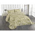 thumbnail image 1 of Ambesonne Tropical Quilted Coverlet 2 Pcs, Summer Design Exotic Leafy, Twin Size, Pale Khaki Army Green, 1 of 4