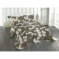 thumbnail image 1 of Ambesonne Tropical Quilted Coverlet 3 Pcs, Earthy Exotic Pattern Leaf, Queen Size, Dark Taupe White, 1 of 4