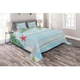thumbnail image 1 of Ambesonne Tropical Quilted Coverlet 3 Pcs, Fish Seashell Maritime, King Size, Pale Blue Green Amber, 1 of 2