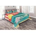 thumbnail image 1 of Ambesonne Tropical Quilted Coverlet 3 Pcs, Hawaii Holiday Coast, King Size, Sand Teal, 1 of 2