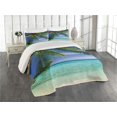thumbnail image 1 of Ambesonne Tropical Quilted Coverlet 3 Pcs, Paradise View Maldives, King Size, Green Aqua Blue, 1 of 4