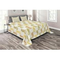 thumbnail image 1 of Ambesonne Tropical Quilted Coverlet 3 Pcs, Sketched Stamp Minimal, King Size, Olive Green Cinnamon, 1 of 2