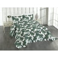 thumbnail image 1 of Ambesonne Tropical Quilted Coverlet 3 Pcs, Triangles Monsteras Plot, Queen Size, Laurel Green and Dark Grey, 1 of 4
