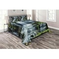 thumbnail image 1 of Ambesonne Tropical Quilted Coverlet 3 Pcs, Waterfall Jungle Rural, King Size, Green White, 1 of 2