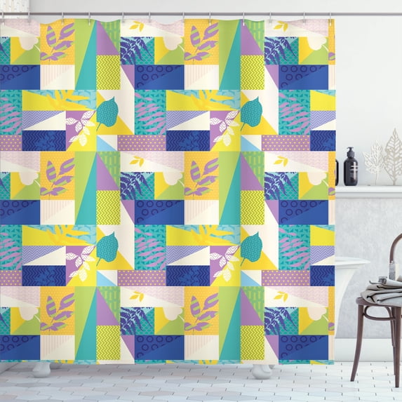 Ambesonne Tropical Shower Curtain, Abstract Palmate Leaves, 69"Wx70"L, Multicolor