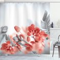 thumbnail image 1 of Ambesonne Tropical Shower Curtain, Blooming Orchids Leaves, 69"Wx84"L, Dark Coral, 1 of 4