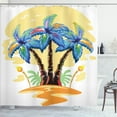 thumbnail image 1 of Ambesonne Tropical Shower Curtain, Cartoon Island Sunset, 69"Wx70"L, Blue Orange, 1 of 5