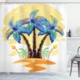thumbnail image 1 of Ambesonne Tropical Shower Curtain, Cartoon Island Sunset, 69"Wx84"L, Blue Orange, 1 of 5