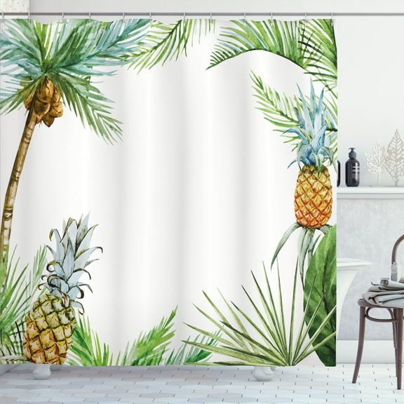 Ambesonne Tropical Shower Curtain, Frame Style Palm Trees, 69"Wx70"L, Multicolor