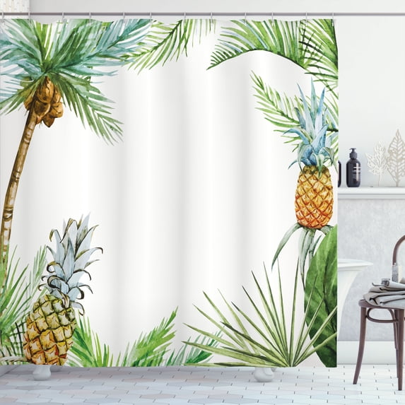 Ambesonne Tropical Shower Curtain, Frame Style Palm Trees, 69"Wx75"L, Multicolor