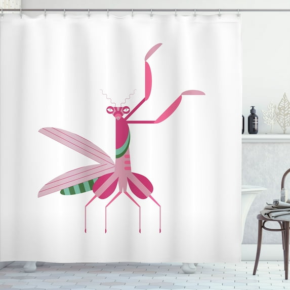 Ambesonne Tropical Shower Curtain, Geometric Modern Mantis, 69"Wx70"L, Dark Magenta Pale Teal