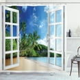 thumbnail image 1 of Ambesonne Tropical Shower Curtain, Green Colored Window View, 69"Wx84"L, Multicolor, 1 of 3