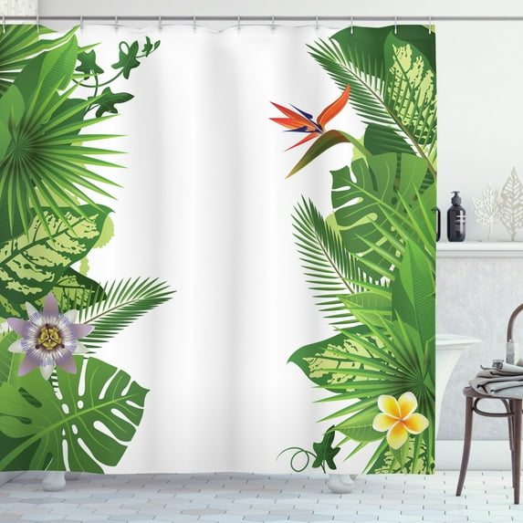 Ambesonne Tropical Shower Curtain, Growth Rainforest, 69"Wx70"L, Multicolor